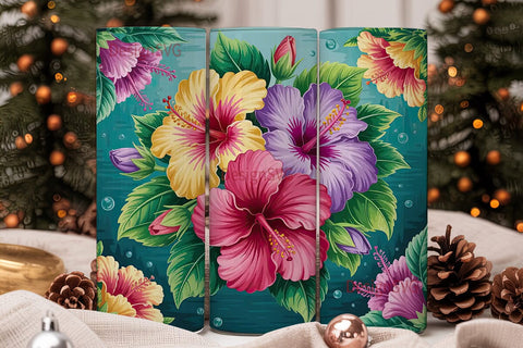 Tropical Hibiscus 20oz Tumbler Wrap Sublimation DesignSVG 