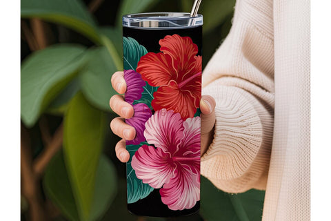 Tropical Hibiscus 20oz Tumbler Wrap Sublimation DesignSVG 