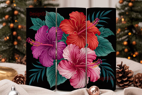 Tropical Hibiscus 20oz Tumbler Wrap Sublimation DesignSVG 