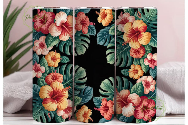 Tropical Hibiscus 20oz Tumbler Wrap Sublimation PixelChick 