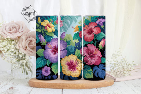 Tropical Hibiscus 20oz Tumbler Wrap Sublimation sassyprint 