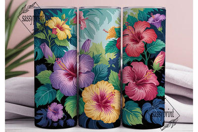 Tropical Hibiscus 20oz Tumbler Wrap Sublimation sassyprint 