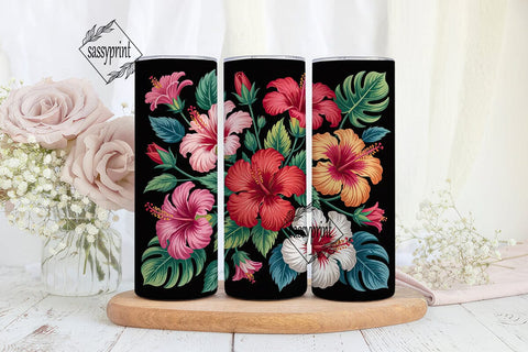 Tropical Hibiscus 20oz Tumbler Wrap Sublimation sassyprint 
