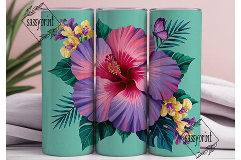Tropical Hibiscus 20oz Tumbler Wrap Sublimation sassyprint 