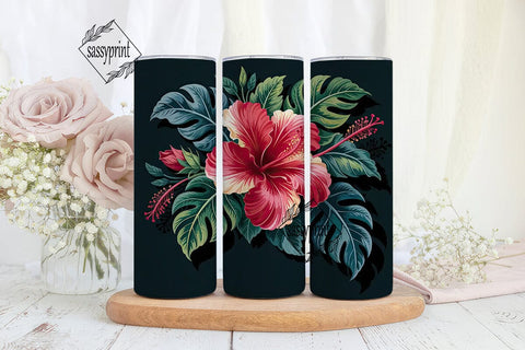 Tropical Hibiscus 20oz Tumbler Wrap Sublimation sassyprint 