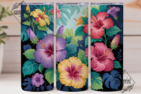 Tropical Hibiscus 20oz Tumbler Wrap Sublimation sassyprint 
