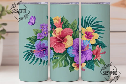 Tropical Hibiscus 20oz Tumbler Wrap Sublimation sassyprint 