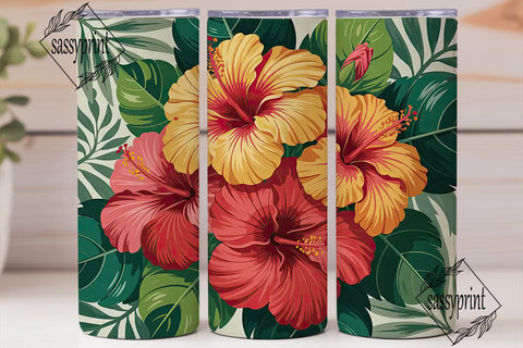 Tropical Hibiscus 20oz Tumbler Wrap Sublimation sassyprint 