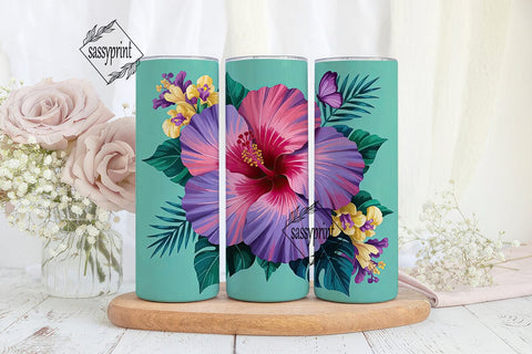 Tropical Hibiscus 20oz Tumbler Wrap Sublimation sassyprint 