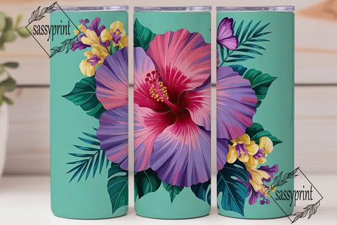 Tropical Hibiscus 20oz Tumbler Wrap Sublimation sassyprint 