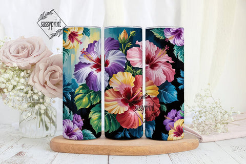 Tropical Hibiscus 20oz Tumbler Wrap Sublimation sassyprint 