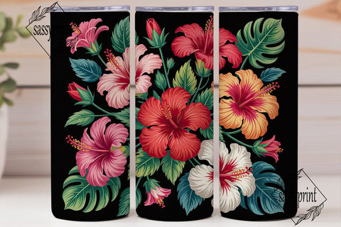 Tropical Hibiscus 20oz Tumbler Wrap Sublimation sassyprint 