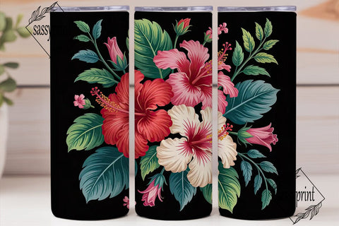 Tropical Hibiscus 20oz Tumbler Wrap Sublimation sassyprint 