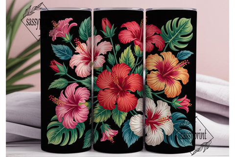 Tropical Hibiscus 20oz Tumbler Wrap Sublimation sassyprint 