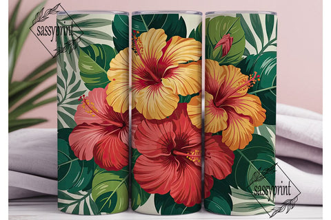 Tropical Hibiscus 20oz Tumbler Wrap Sublimation sassyprint 