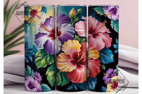 Tropical Hibiscus 20oz Tumbler Wrap Sublimation sassyprint 