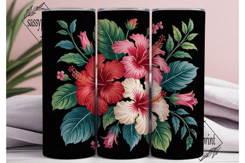 Tropical Hibiscus 20oz Tumbler Wrap Sublimation sassyprint 