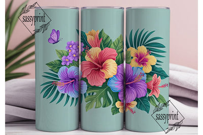 Tropical Hibiscus 20oz Tumbler Wrap Sublimation sassyprint 