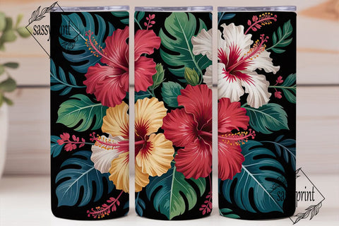 Tropical Hibiscus 20oz Tumbler Wrap Sublimation sassyprint 
