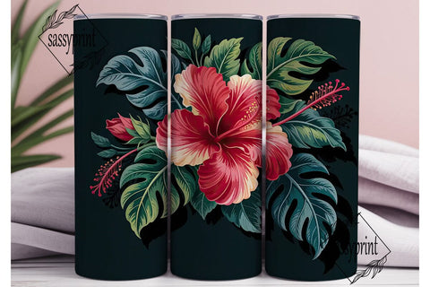 Tropical Hibiscus 20oz Tumbler Wrap Sublimation sassyprint 