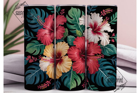 Tropical Hibiscus 20oz Tumbler Wrap Sublimation sassyprint 