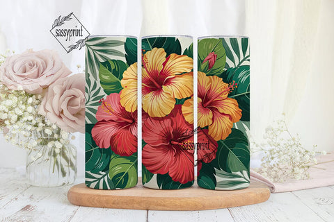 Tropical Hibiscus 20oz Tumbler Wrap Sublimation sassyprint 