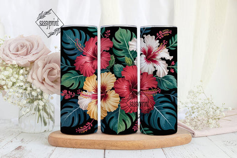 Tropical Hibiscus 20oz Tumbler Wrap Sublimation sassyprint 