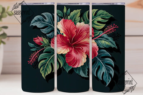 Tropical Hibiscus 20oz Tumbler Wrap Sublimation sassyprint 