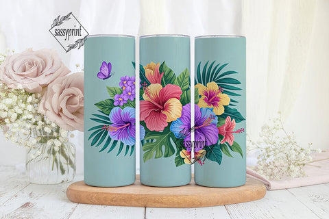 Tropical Hibiscus 20oz Tumbler Wrap Sublimation sassyprint 