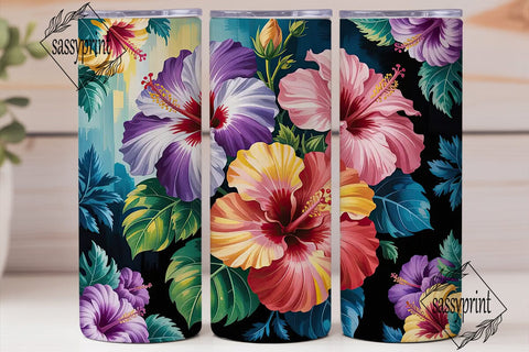 Tropical Hibiscus 20oz Tumbler Wrap Sublimation sassyprint 