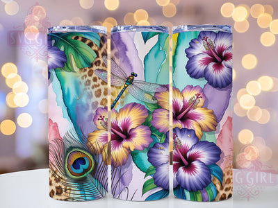 Tropical Hibiscus Fantasy 20oz Tumbler, Hibiscus Flowers, Tropical Fantasy, Exotic Theme, Sublimation Wrap, 20oz Tumbler, Vibrant Aesthetic, Island Charm Sublimation SvggirlplusArt 