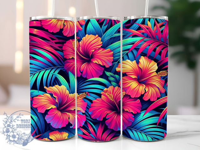 Tropical Hibiscus Flower Beach Tumbler, Tropical Floral Cup, Summer Beach Tumbler, Vibrant Flower Sublimation, Luau Theme Drinkware, Hawaii Aesthetic Tumbler, Exotic Bloom Coffee Cup Sublimation ToriDesigns 