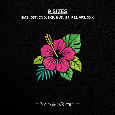 Tropical Hibiscus Flower Machine Embroidery Design PES DST Stitch Pattern Files Embroidery/Applique DESIGNS PatternFeed8 