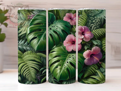 Tropical Hibiscus Flower Tumbler, Tropical Theme, Exotic Floral Design, Island Vibes, Botanical Artwork, Tumbler Wrap, Sublimation Design, 20oz Tumbler, Paradise Style Sublimation Lara' s Designs 