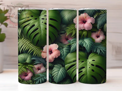 Tropical Hibiscus Flower Tumbler, Tropical Theme, Exotic Floral Design, Island Vibes, Botanical Artwork, Tumbler Wrap, Sublimation Design, 20oz Tumbler, Paradise Style Sublimation Lara' s Designs 