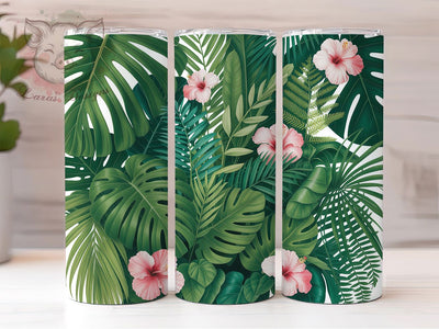 Tropical Hibiscus Flower Tumbler, Tropical Theme, Exotic Floral Design, Island Vibes, Botanical Artwork, Tumbler Wrap, Sublimation Design, 20oz Tumbler, Paradise Style Sublimation Lara' s Designs 