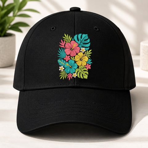 Tropical Hibiscus Flowers Machine Embroidery Design Floral Monstera Leaves PES DST Stitch Files Embroidery/Applique DESIGNS PatternFeed8 