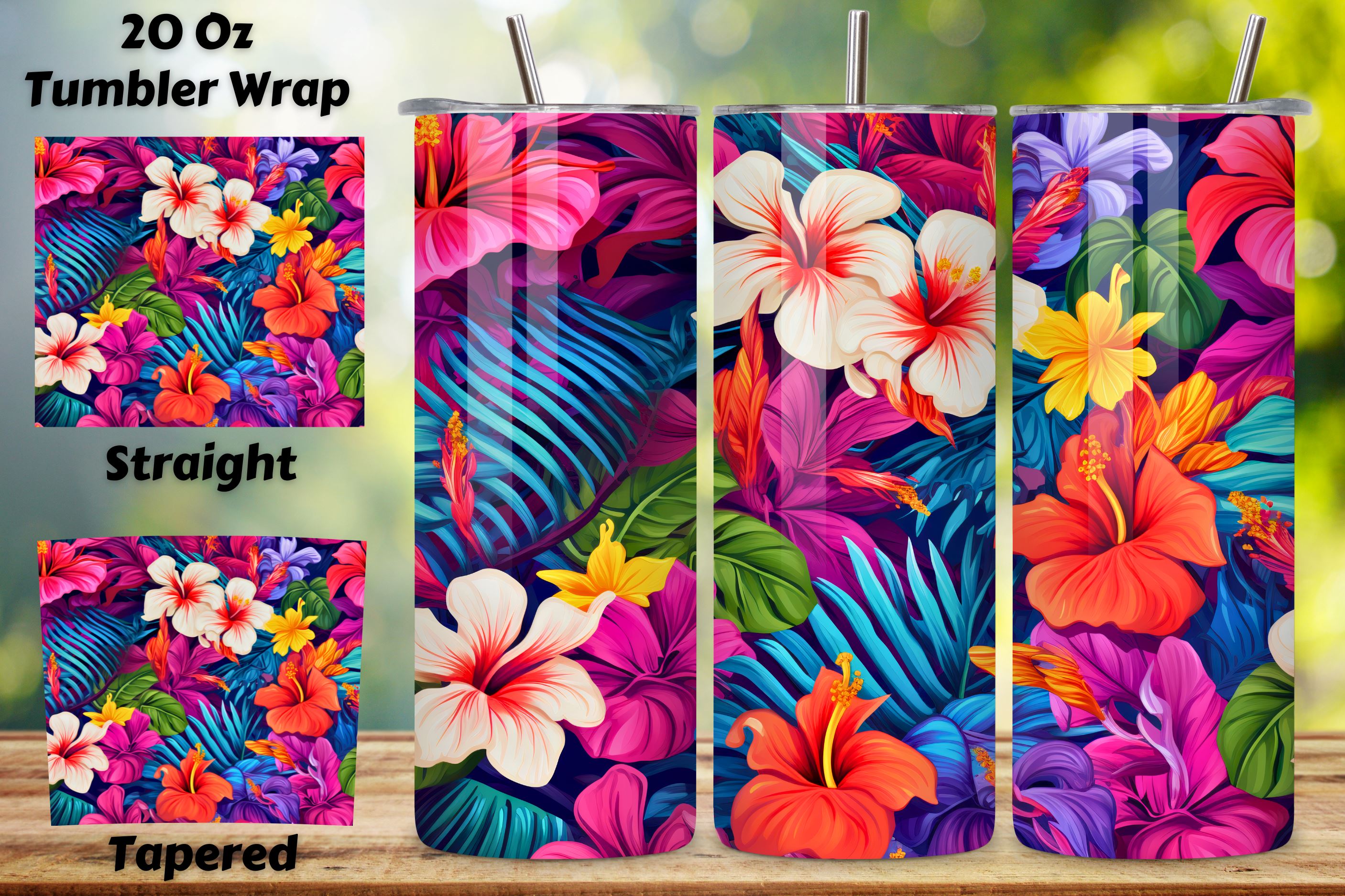 Floral Tumbler Wrap Flower Floral Seamless Wrap Sublimation Designs -  Skinny Tumbler 20oz Design - Digital Download - Seamless Design - PNG