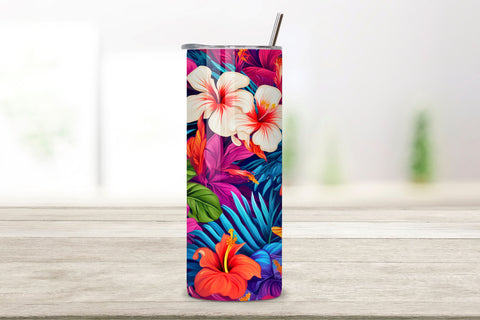 Tropical Hibiscus Flowers Tumbler wrap, Seamless Wrap PNG, Tropical Hibiscus Flowers 20 oz Skinny Tumbler Wrap Sublimation Design, Digital Download PNG Sublimation FloridPrintables 