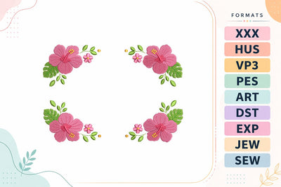 Tropical Hibiscus Frame Summer Embroidery Design Embroidery/Applique DESIGNS sg embroidery 