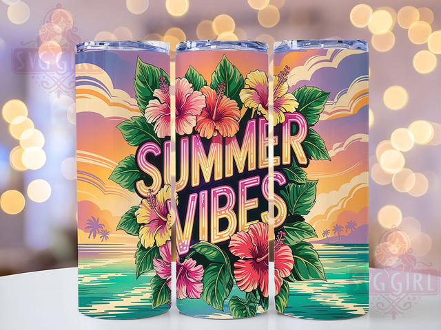 Tropical Hibiscus Island Vibes Tumbler Wrap, Summer Vibes Wrap, 20oz Sublimation Design, Bright Floral Tumbler, Hibiscus Cup Design, Tropical Summer Wrap, Island Vibes Tumbler Sublimation SvggirlplusArt 