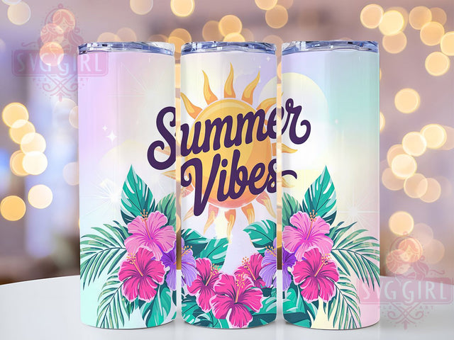 Tropical Hibiscus Island Vibes Tumbler Wrap, Summer Vibes Wrap, 20oz Sublimation Design, Bright Floral Tumbler, Hibiscus Cup Design, Tropical Summer Wrap, Island Vibes Tumbler Sublimation SvggirlplusArt 
