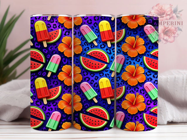 Tropical Hibiscus Leopard 20oz Tumbler, Tropical Theme, Hibiscus Flower, Leopard Print, Exotic Style, Vibrant Colors, Skinny Tumbler, Sublimation PNG Sublimation Li Zamperini 