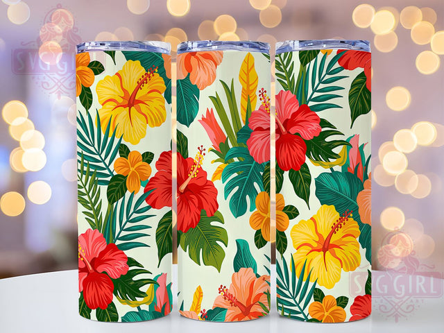 Tropical Hibiscus Summer Floral Tumbler Wrap, Summer Floral Wrap, 20oz Sublimation Design, Hibiscus Flower Tumbler, Floral Summer Wrap, Island Vibes Cup, Tropical Flower Tumbler Sublimation SvggirlplusArt 