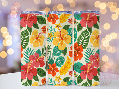 Tropical Hibiscus Summer Floral Tumbler Wrap, Summer Floral Wrap, 20oz Sublimation Design, Hibiscus Flower Tumbler, Floral Summer Wrap, Island Vibes Cup, Tropical Flower Tumbler Sublimation SvggirlplusArt 