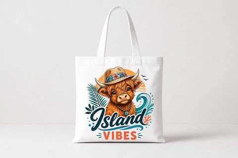 Tropical Highland Cow PNG | Island Vibes Sublimation Digital Download SVG BillahCrafts 