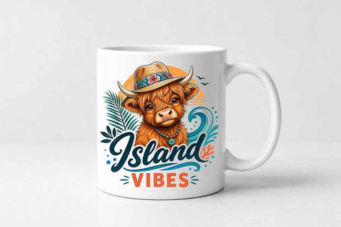 Tropical Highland Cow PNG | Island Vibes Sublimation Digital Download SVG BillahCrafts 