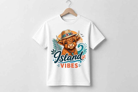 Tropical Highland Cow PNG | Island Vibes Sublimation Digital Download SVG BillahCrafts 