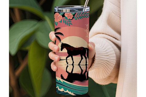 Tropical Horse Mandala 20oz Tumbler Wrap Sublimation DesignSVG 