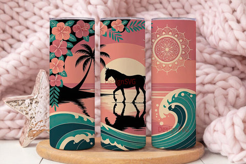 Tropical Horse Mandala 20oz Tumbler Wrap Sublimation DesignSVG 